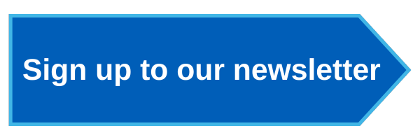 Blue arrow graphic with text that reads "Sign up to our newsletter"