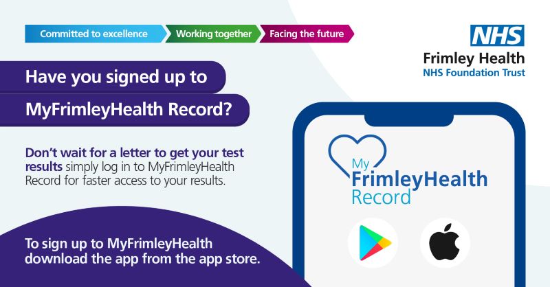 Sign up to MyFrimleyHealth Record