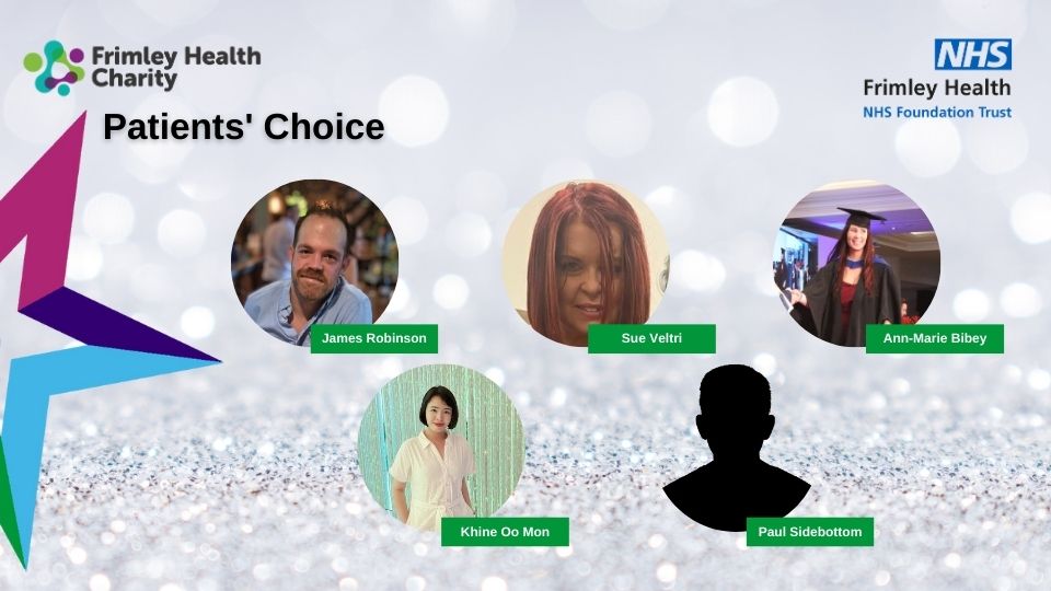 Patients' choice finalists: James Robinson, Sue Veltri, Ann-Marie Bibey, Khine Oo Mon, Paul Sidebottom